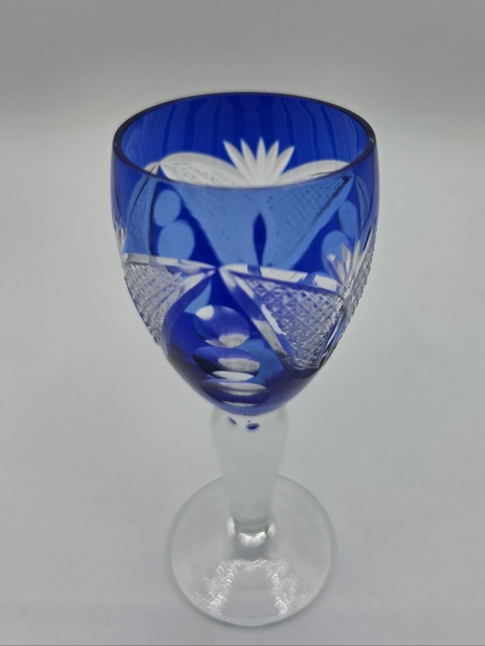 Cobalt Blue Cut Crystal Wine Glass - Elegant Home Art